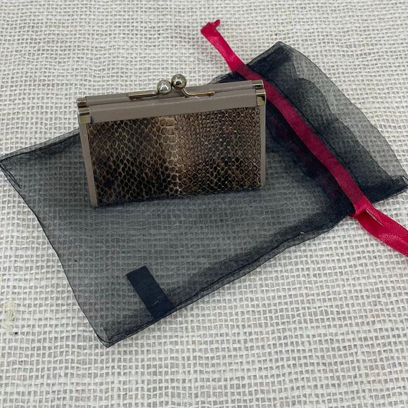 Saks Fifth Avenue Vintage Snakeskin Coin purse, Beautiful Browns and Brass - Picture 3 of 7